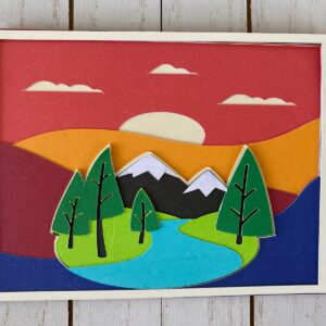 Mountain Lakes Sunset Layered Cardstock Greeting Card
